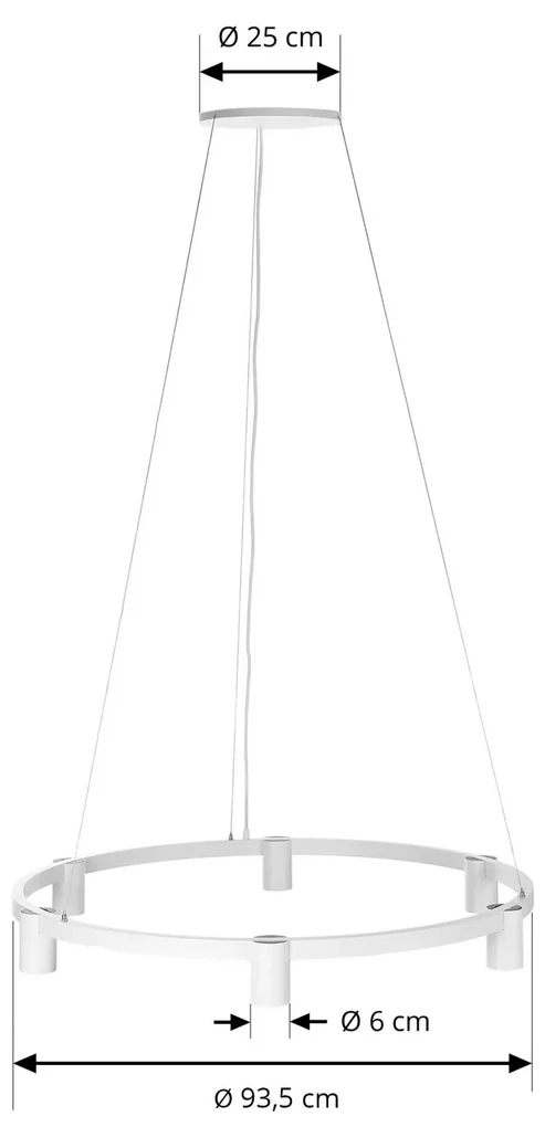 Lampada a sospensione Arcchio Brinja, bianco, Ø 94 cm, a 6 luci, GU10