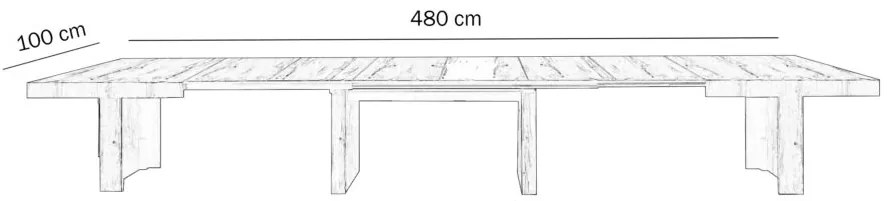 Tavolo JESOLO in legno nobilitato bianco consumato allungabile 180×100 cm – 480×100 cm