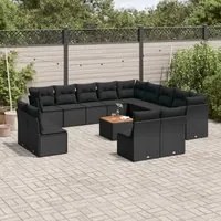 Set Divani da Giardino 14pz con Cuscini in Polyrattan Nero 3256265