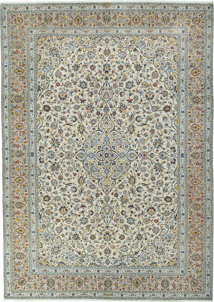 Kashan Tappeto 300x420 Beige (Iran) Annodato A Mano