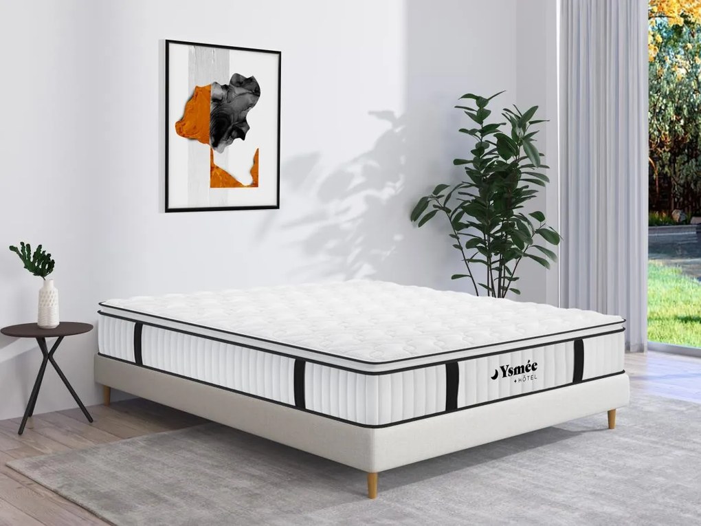Materasso matrimoniale a molle insacchettate e topper integrato ignifugo 160 x 200 cm - DELICE di YSMÉE HÔTEL
