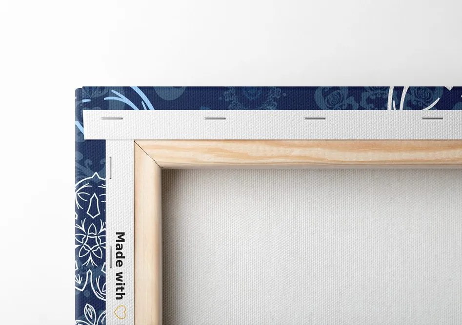 Quadro su tela – Mandala blu con motivo astratto