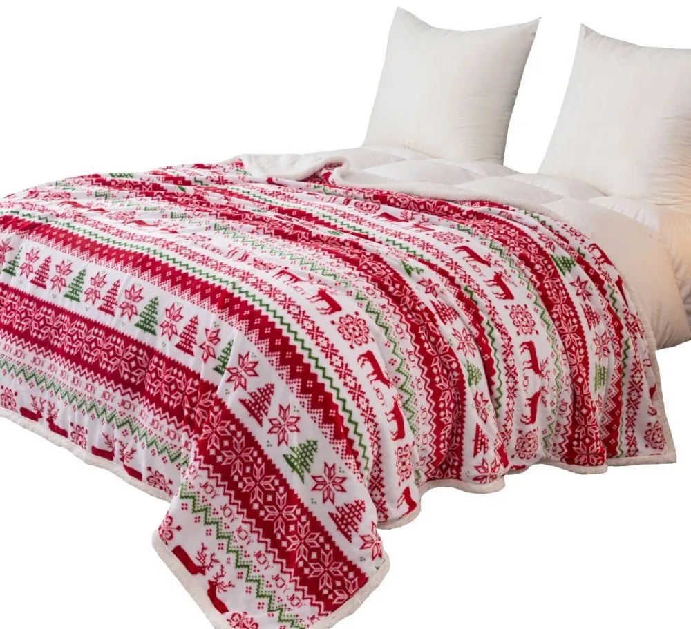 Coperta natalizia double-face con agnello Larghezza: 160 cm | Lunghezza: 200 cm