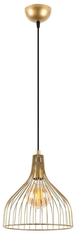 Lampadario dorato con paralume in metallo ø 25 cm Cafu – Opviq lights