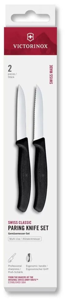 Victorinox - Set di 2 coltelli per verdure SWISS CLASSIC 8 cm, nero
