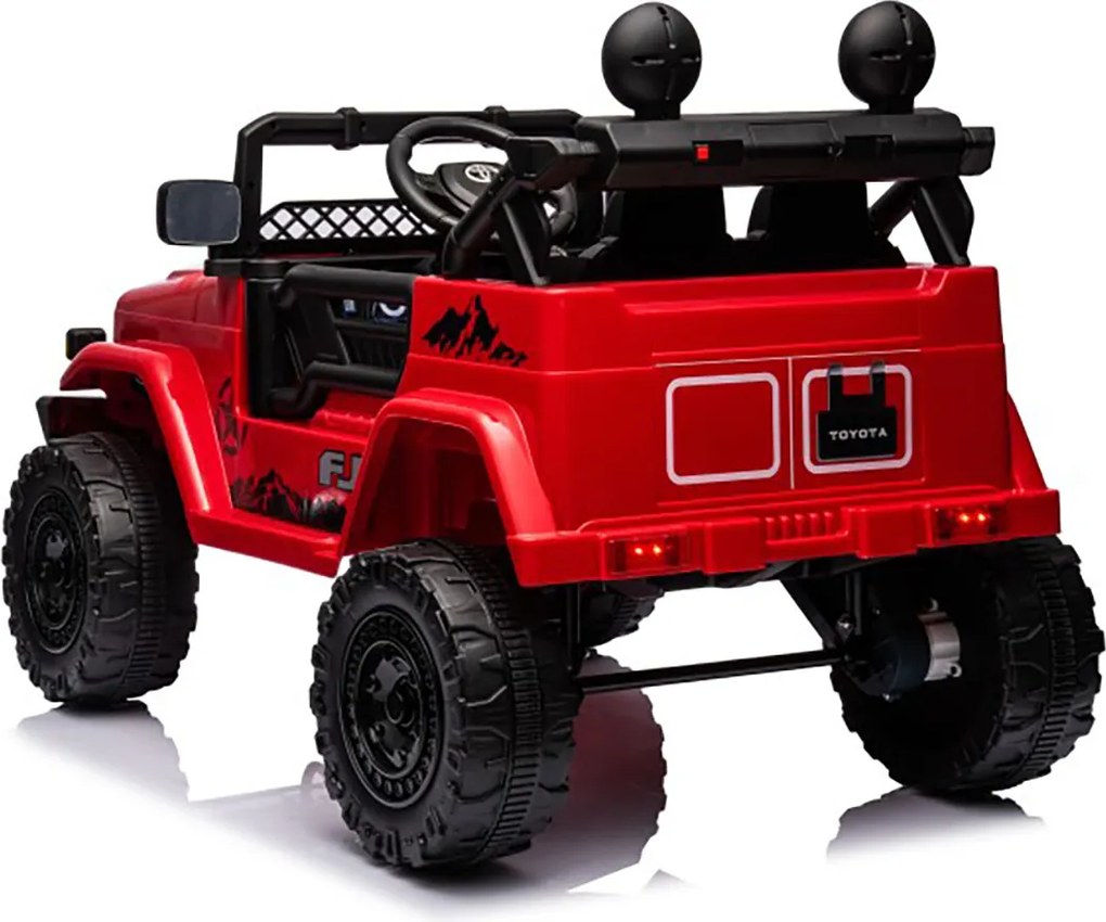 Macchina Elettrica per Bambini Fuoristrada Toyota Fj Cruiser 12V Telecomando Ruote in Gomma e Sedile in Pelle Rosso...
