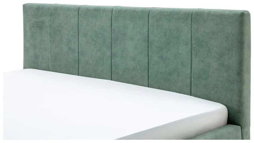 Letto matrimoniale imbottito verde con contenitore con rete inclusa 180x200 cm Lizzano – Meise Möbel