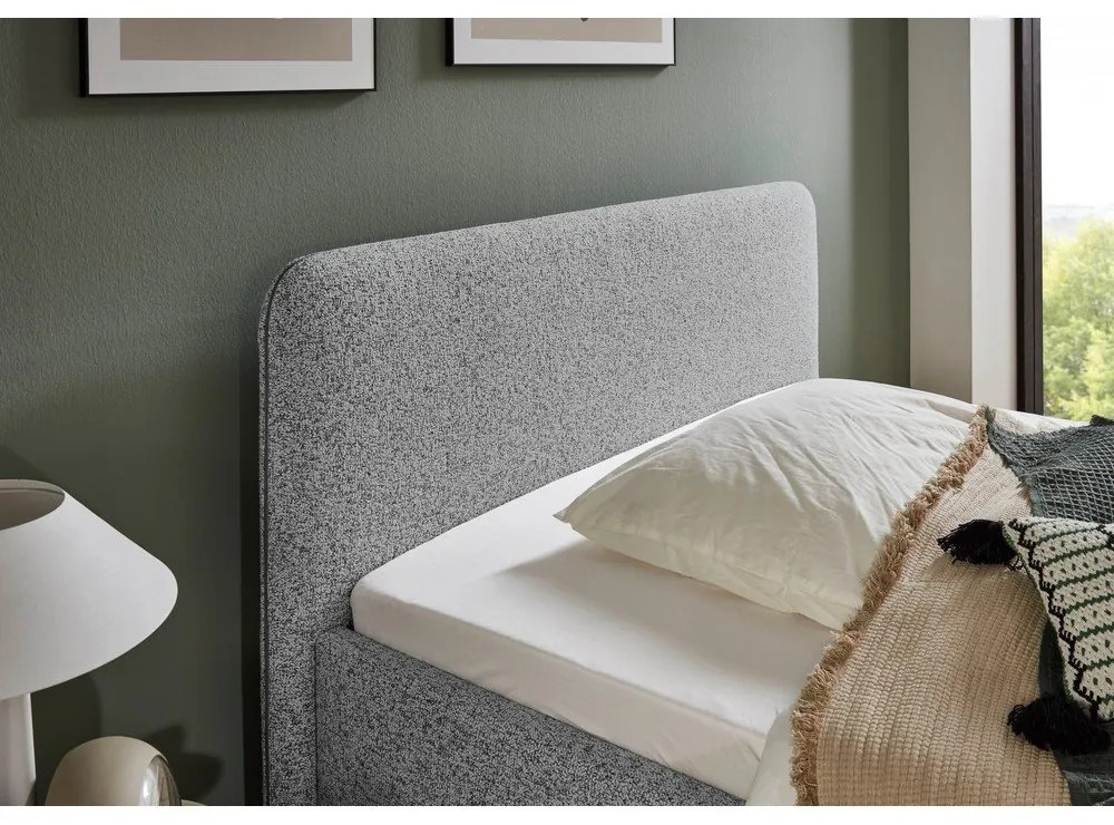 Letto matrimoniale imbottito grigio chiaro con contenitore con rete inclusa 140x200 cm Primo – Meise Möbel