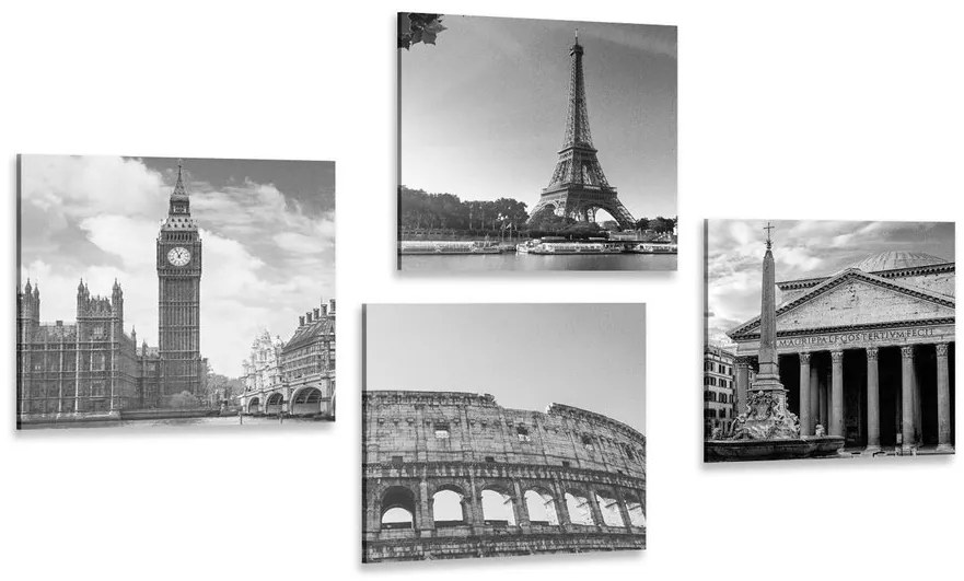 Set di quadri – Per gli amanti dei viaggi in bianco e nero