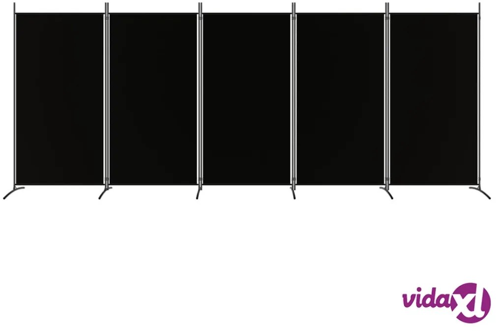 vidaXL Divisorio a 5 Pannelli Nero 433x180 cm in Tessuto