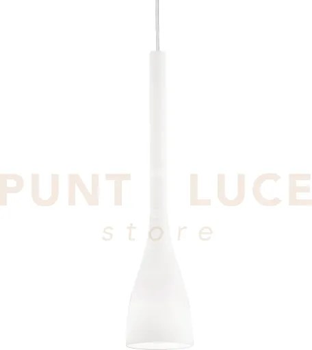 Flut sospensione in vetro soffiato bianco 1 luce attacco e27 14,5cm