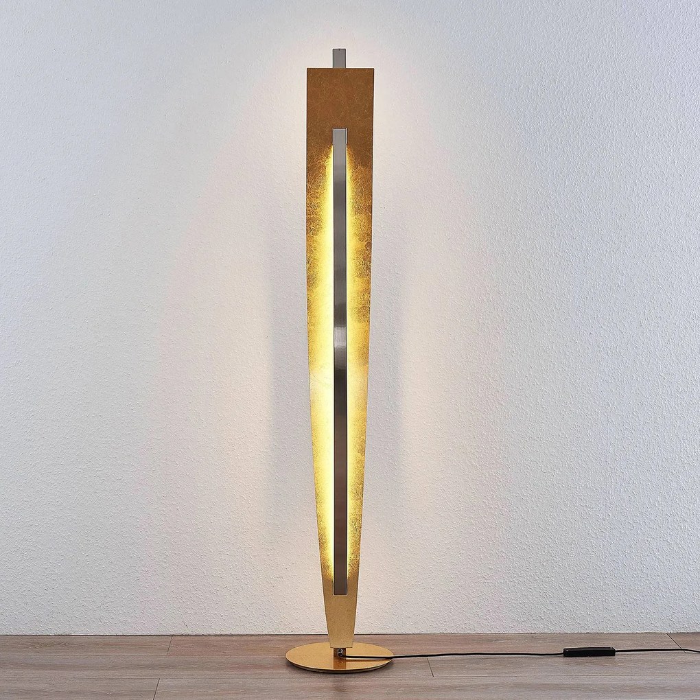 Lucande Piantana LED Marija, color oro, dimmerabile, 140 cm
