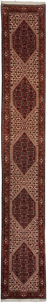 Bidjar Tappeto 420x70 Rosso (Iran) Annodato A Mano