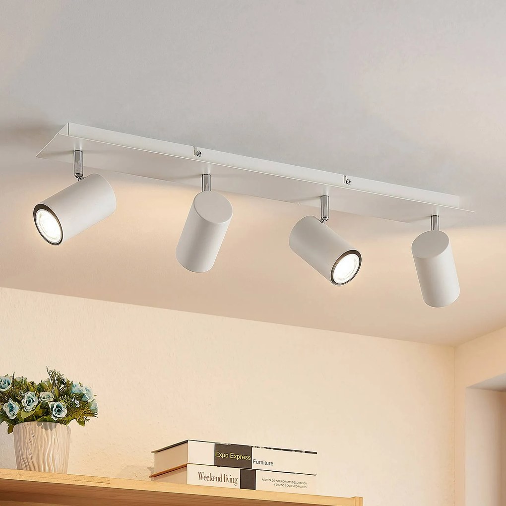 Lindby fatto da soffitto Joffrey, a 4 luci, bianco, 70 cm, alluminio