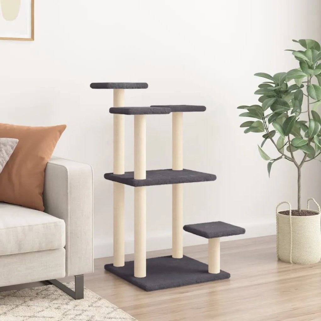 Pali tiragraffi per gatti con piattaforme grigio scuro 98,5 cm