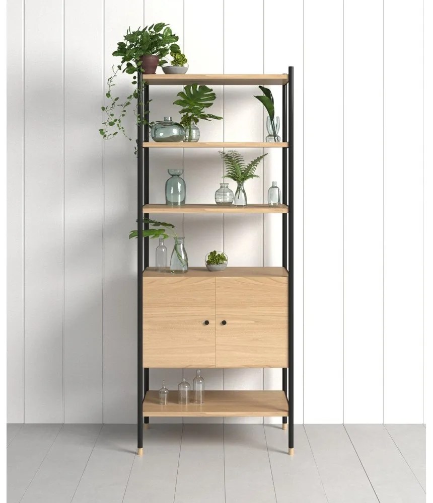 Libreria nera in rovere 90x180 cm Jungend - Woodman