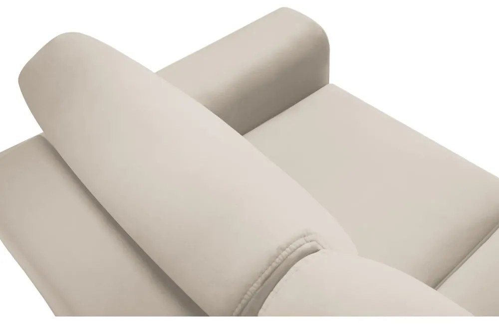 Divano beige allungabile e con contenitore con rivestimento in velluto 235 cm Kyoto – Cosmopolitan Design