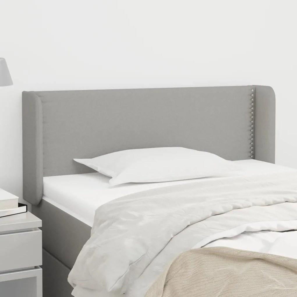 Testiera Ad Orecchio Grigio Chiaro 93x16x78/88 Cm İn Tessuto /