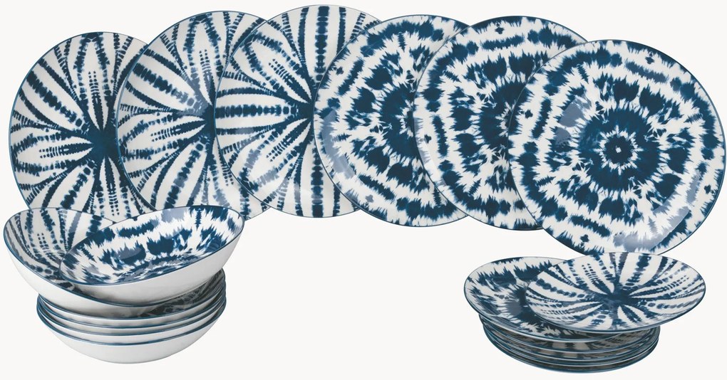 Servizio di piatti in porcellana Blue, 6 persone, set da 18