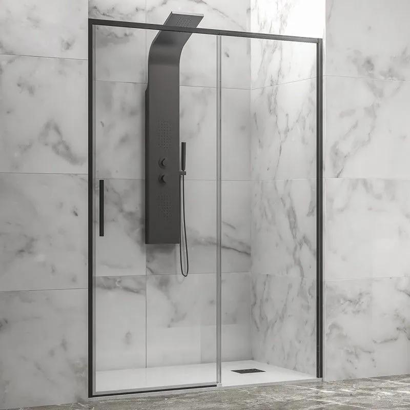 Kamalu - porta doccia 120 cm colore nero vetro 6 mm altezza 200h | kla4000n