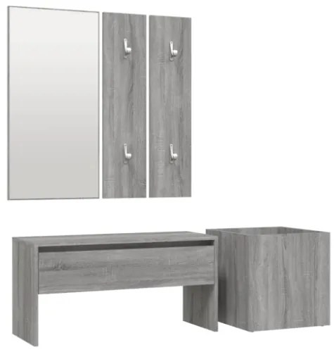 Set di Mobili da Corridoio Grigio Sonoma in Legno Multistrato