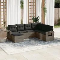 Set Divani da Giardino 7 pz con Cuscini Grigio in Polyrattancod mxl 89186