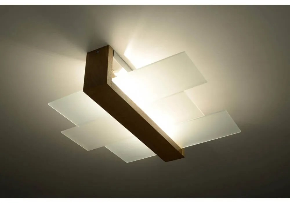 Plafoniera da Soffitto Legno Wenge e Vetro 2xE27 FENIKS 2 da Interno Colore del corpo Wenge