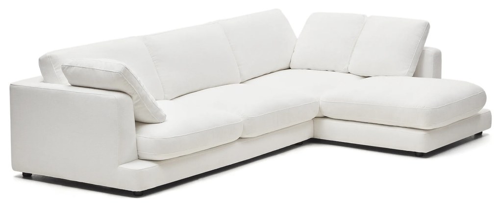 Kave Home - Divano Gala a 4 posti con chaise longue destra bianco 300 cm