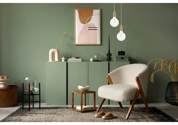 Lampadario a sospensione con filo MIROS 2xE27/60W/230V tondo bianco/oro