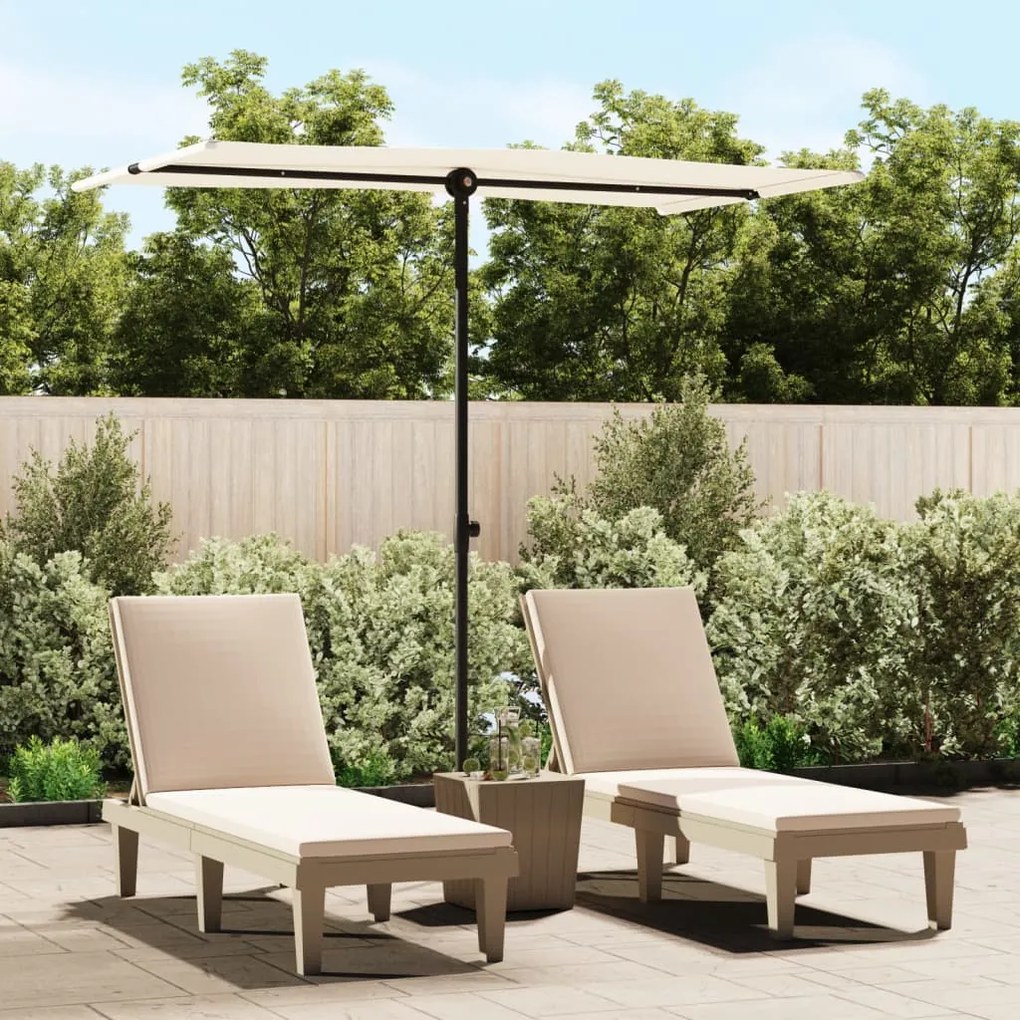 Ombrellone Da Esterni Palo İn Alluminio 180x110cm Bianco Sabbia /