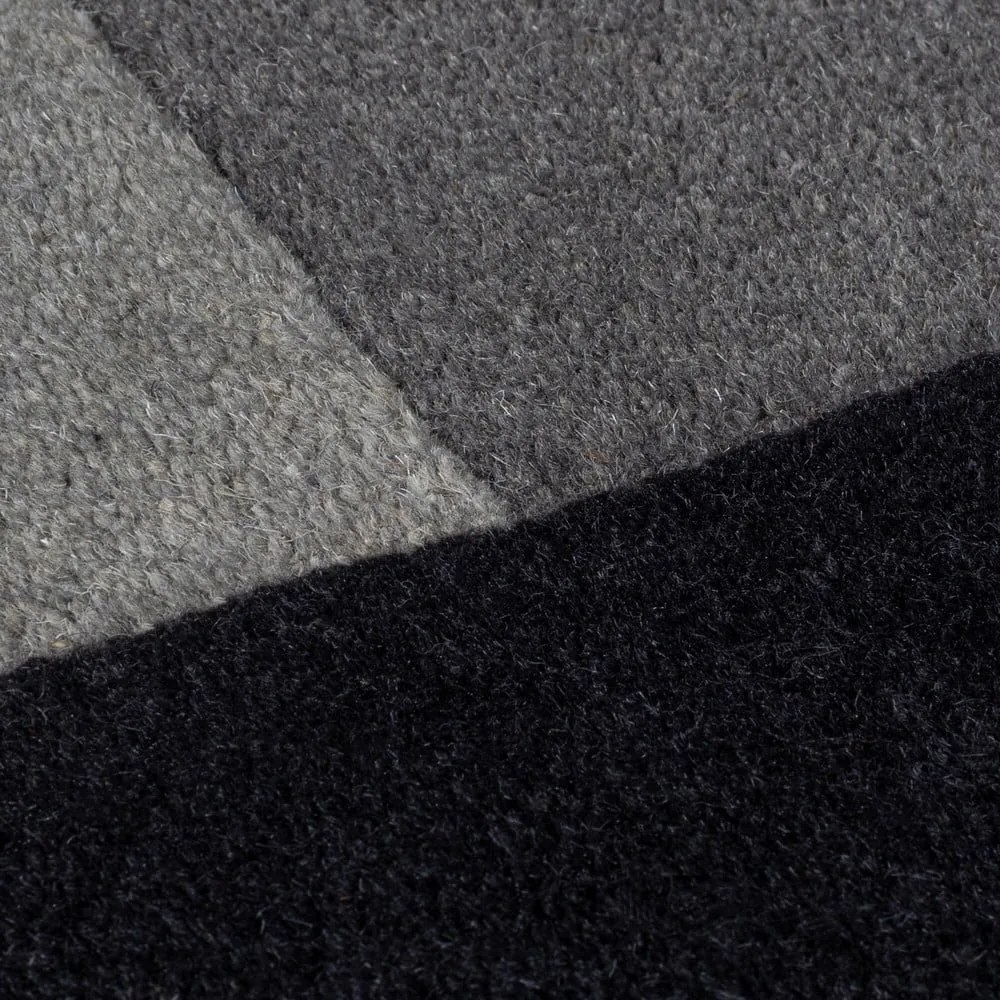 Tappeto nero e grigio in lana tessuto a mano 120x180 cm Collage Monochrome – Flair Rugs