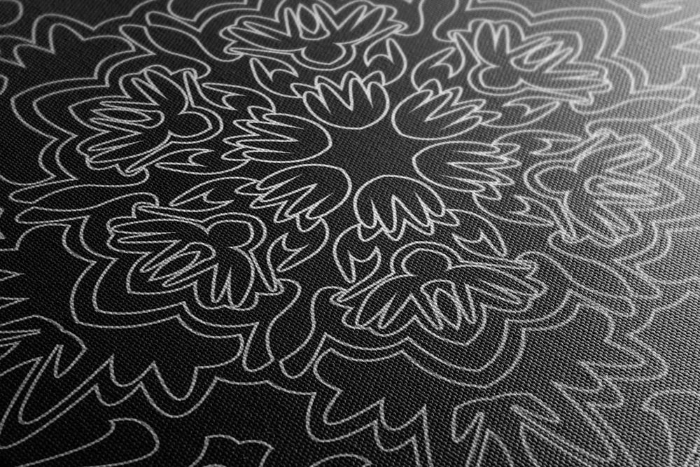 Quadro su tela – Mandala ornamentale in bianco e nero