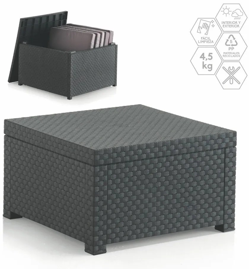 Tavolino da esterno grigio in rattan 56x56 cm - Juinsa