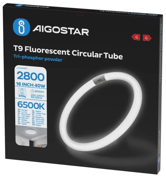 Tubo fluorescente T9 G10q/40W/230V 6500K - Aigostar