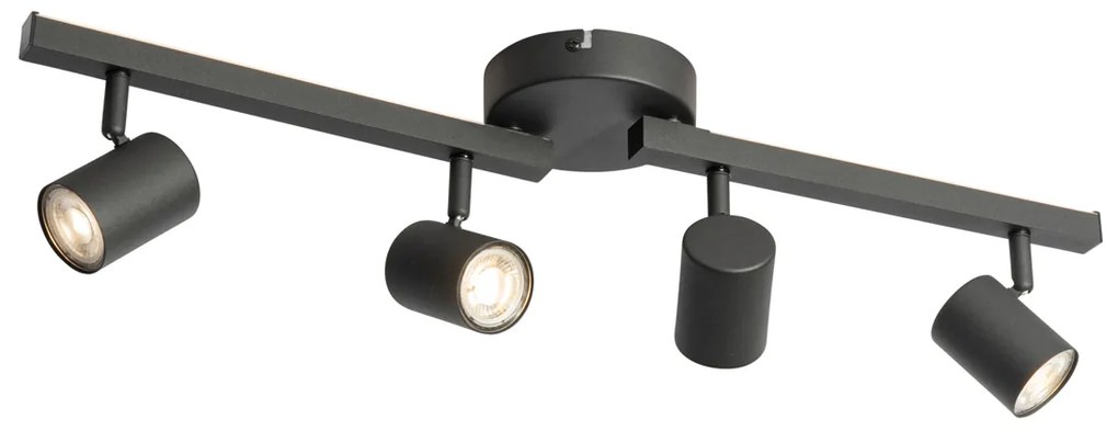 Faretto da soffitto nero GU10 50mm 4 luci con retroilluminazione e interruttore a 3 vie - Back Up