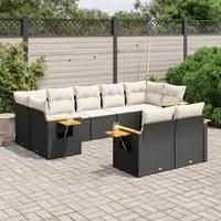 Set Divani da Giardino 9 pz con Cuscini Nero in Polyrattan 3259529