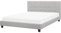 Letto imbottito tessuto grigio chiaro rete a doghe testiera trapuntata 180 x 200 cm