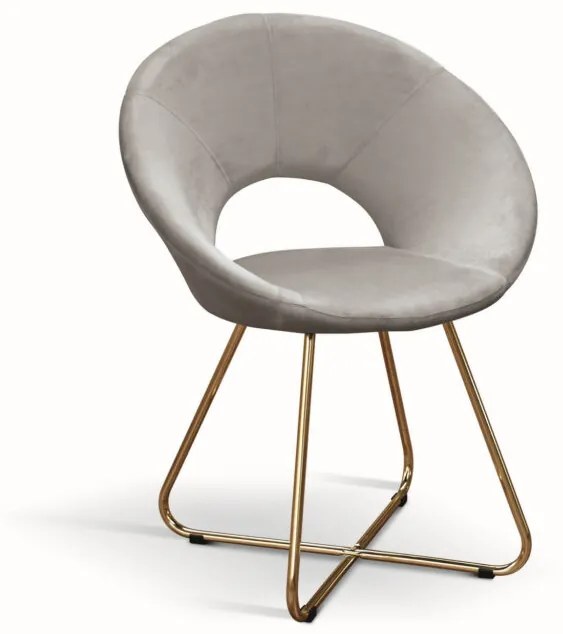 Set di poltroncine ZANTE in tessuto effetto velluto grigio e base in metallo color oro