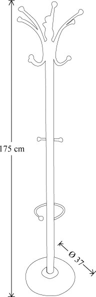 Appendiabiti da terra 175 cm Nero - 16 ganci e portaombrelli