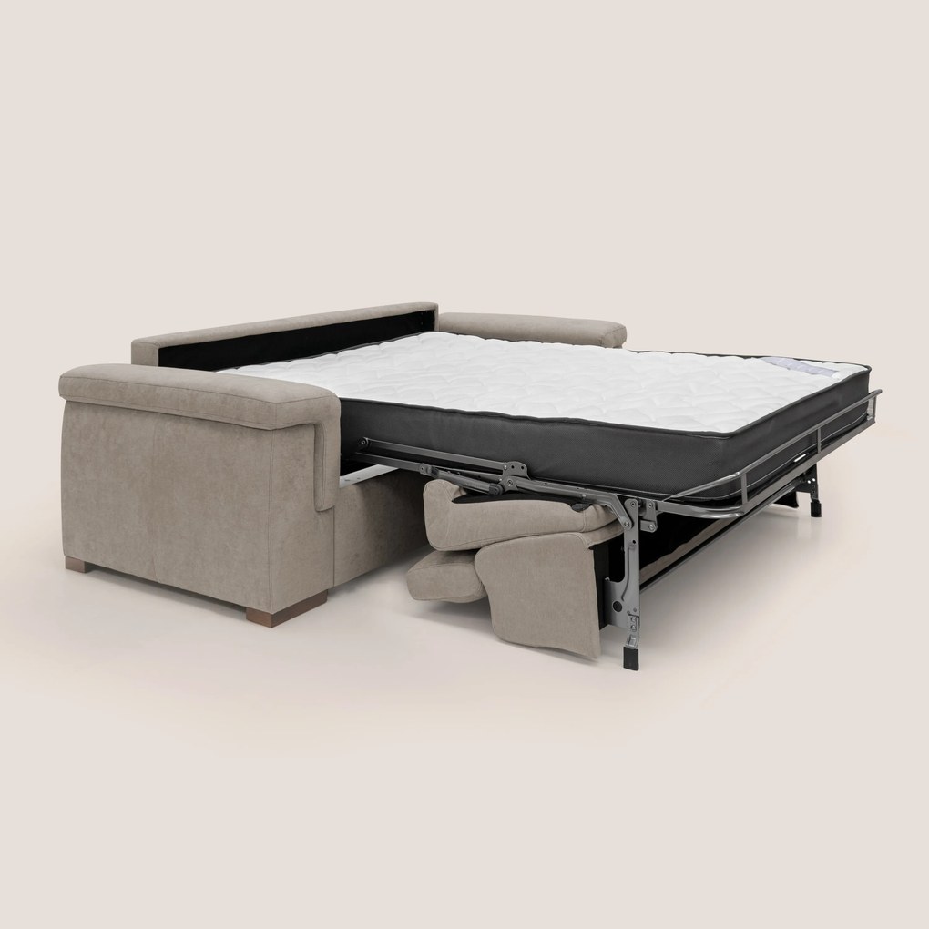 Giunone divano letto con materasso alto 18 cm e poggiatesta reclinabili in tessuto impermeabile T02 beige