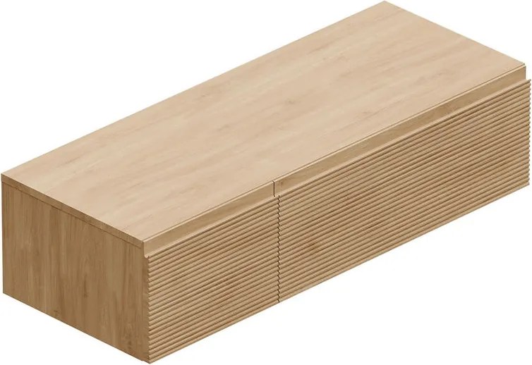 Mobile da bagno sospeso sotto lavabo Step L 120.3 x H 30 x P 46 cm rovere cannettato , 2 cassetti
