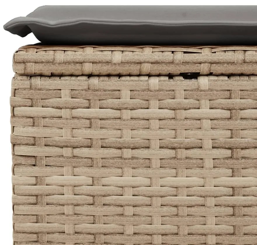 Sgabello giardino con cuscino beige 55x55x37 cm in polyrattan