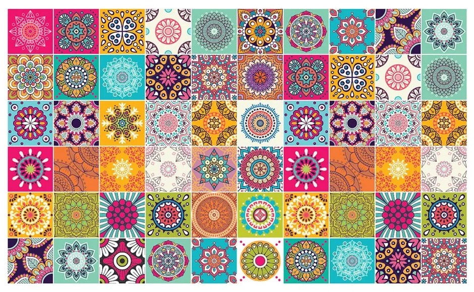 Set di 60 adesivi murali Tiles Vintage, 10 x 10 cm - Ambiance