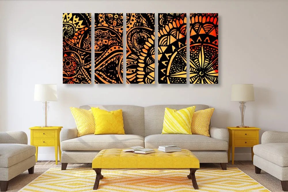 Quadri 5 pezzi – Mandala ad acquerello