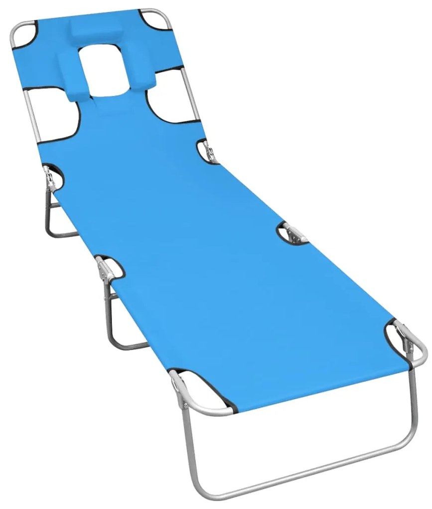 Lettino Prendisole Pieghevole Poggiatesta Acciaio Blu Turchese /