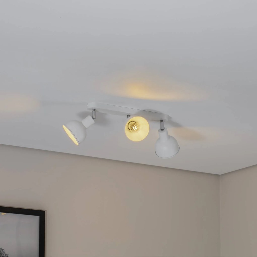 SOLLUX LIGHTING Plafoniera Elba, 40 cm, a 3 luci, bianco, metallo, E27