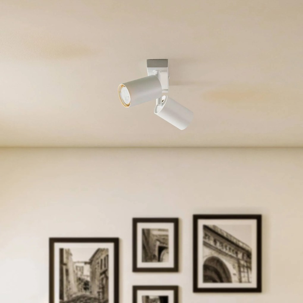 Faretto da soffitto Zoom, a 2 luci, bianco Zoom SIGMA, dimmerabile, Bianco / Opale, Soggiorno / Sala da pranzo, Metallo, Faretto