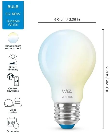 Lampadina LED dimmerabile A60 E27/7W/230V 2700-6500K CRI 90 Wi-Fi - WiZ