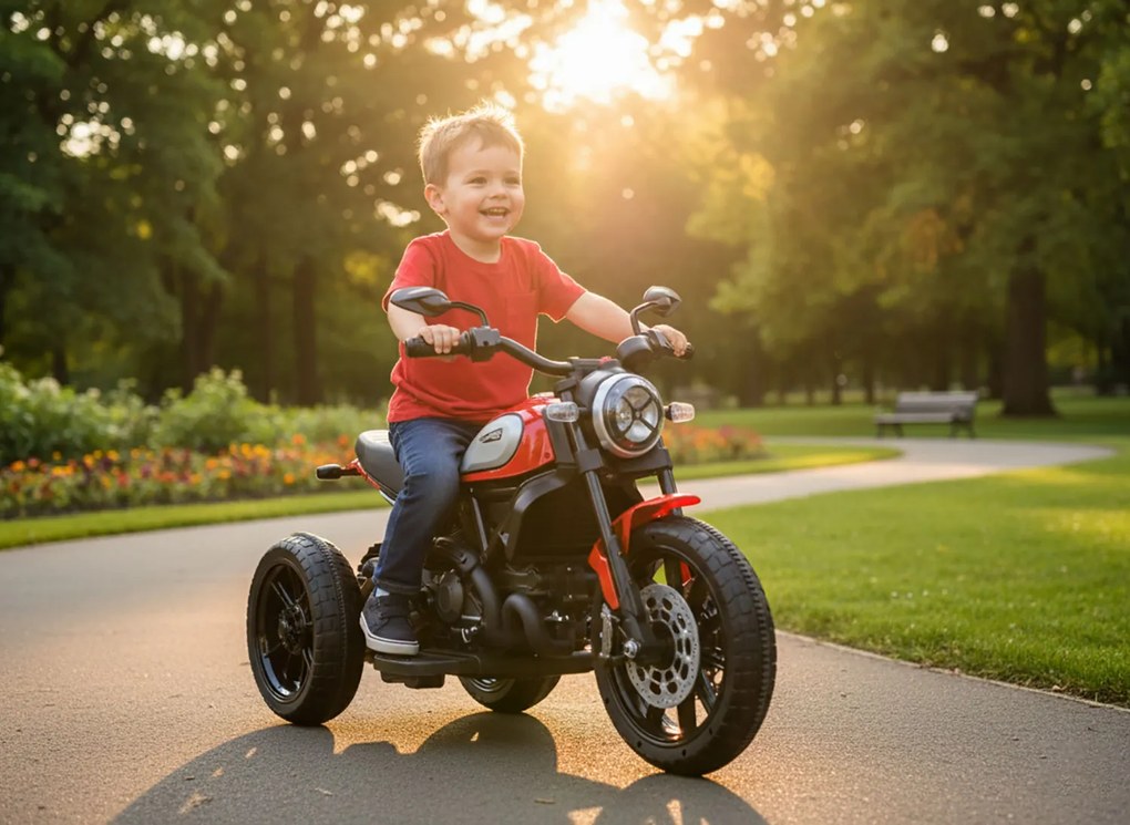 Moto Elettrica per Bambini Licenza Ufficiale Ducati Scrambler 12V 3,5Ah Rosso...