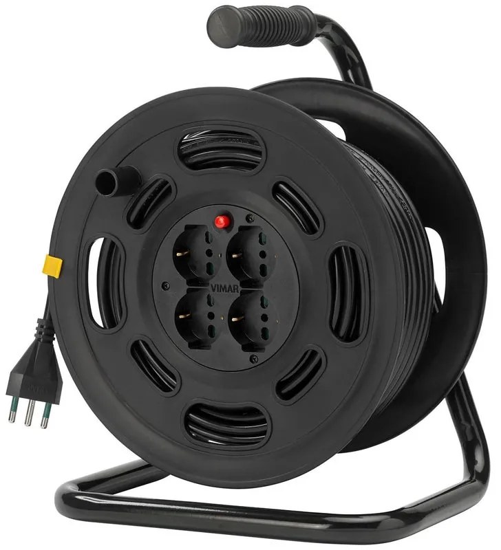 Avvolgicavo VIMAR 45m cavo H05VV-F 3G1 mm² 4 prese tipo f spina Schuko per giardinaggio